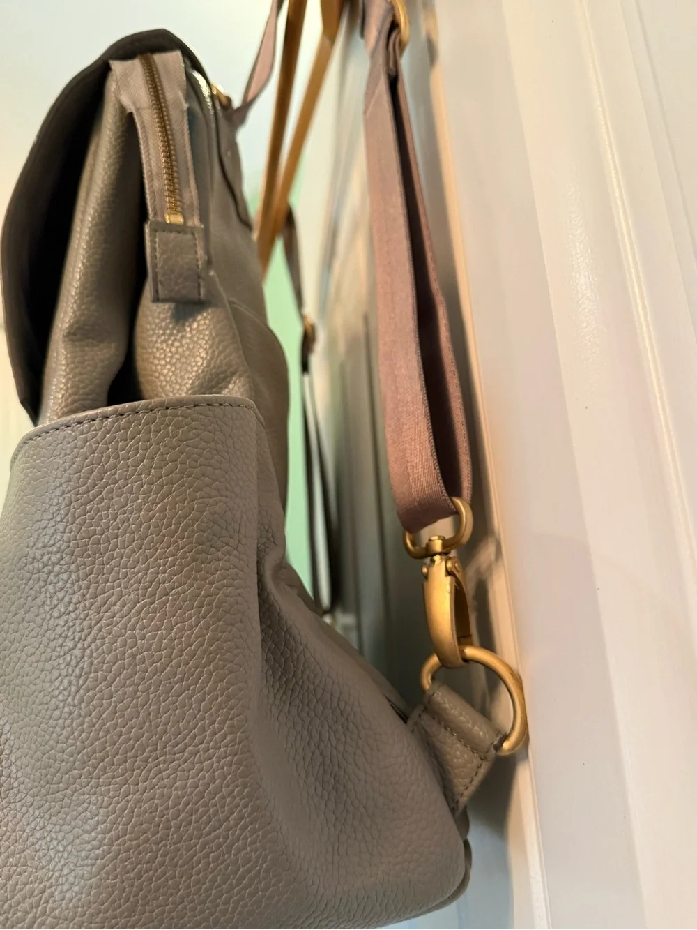 Freshly Picked Classic Diaper Bag II | Full Size Backpack | Gray Vegan Leather |